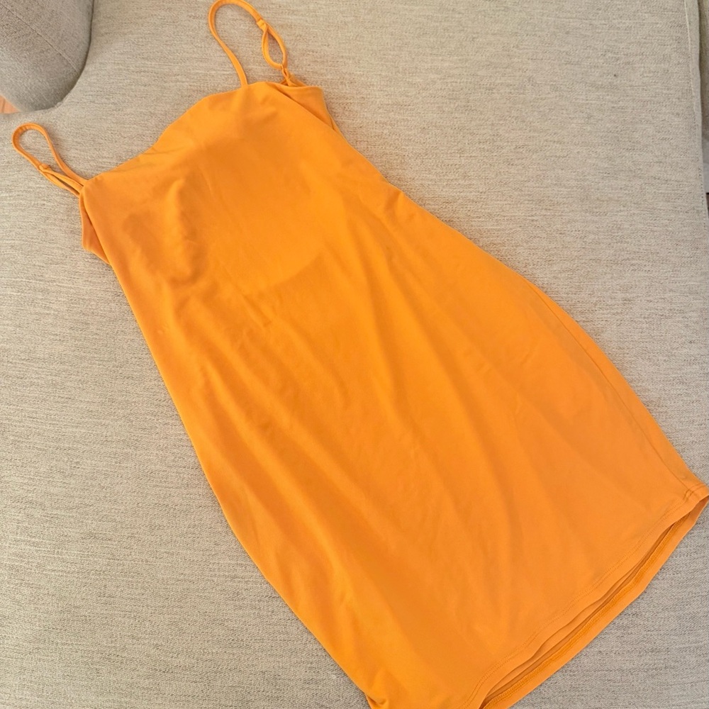 Express Orange Spaghetti-Strap Slip Dress